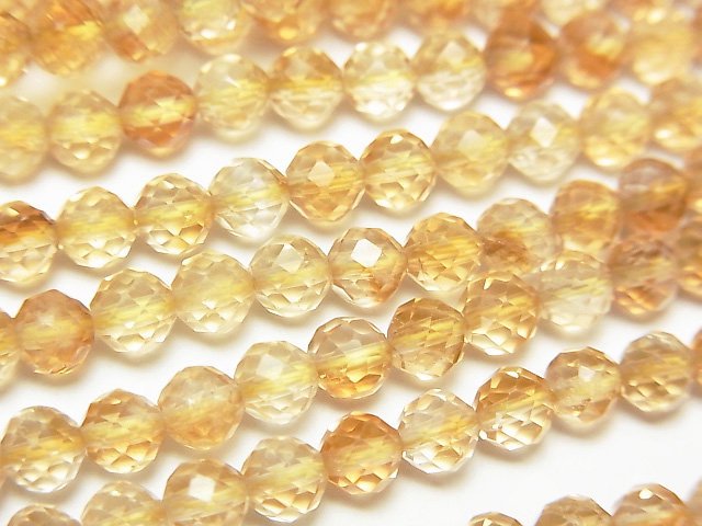 [Video]High Quality! Phantom Citrine AA++ Faceted Round 4mm 1strand beads (aprx.15inch/37cm)