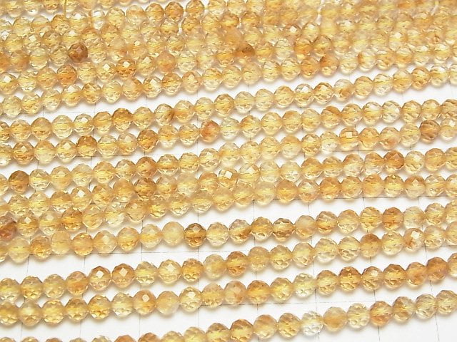 [Video]High Quality! Phantom Citrine AA++ Faceted Round 4mm 1strand beads (aprx.15inch/37cm)