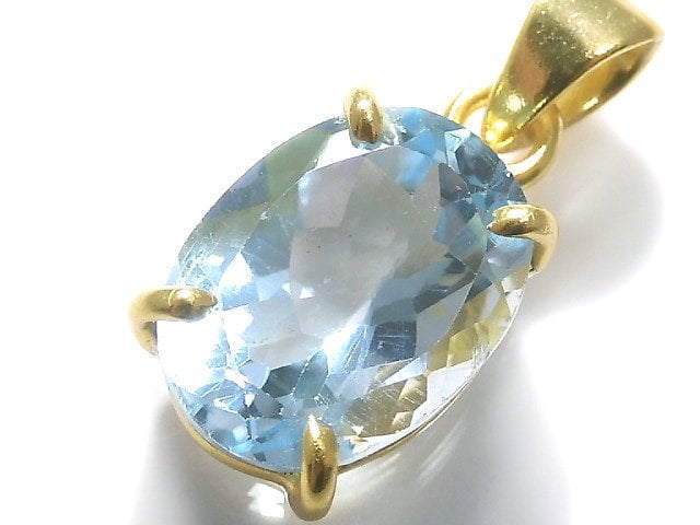 [Video][One of a kind] High Quality Sky Blue Topaz AAA Pendant 18KGP NO.14