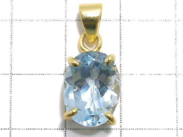 [Video][One of a kind] High Quality Sky Blue Topaz AAA Pendant 18KGP NO.14