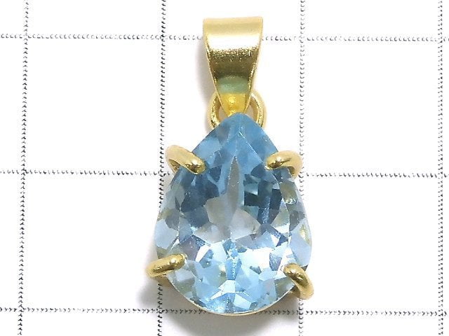 [Video][One of a kind] High Quality Sky Blue Topaz AAA Pendant 18KGP NO.16