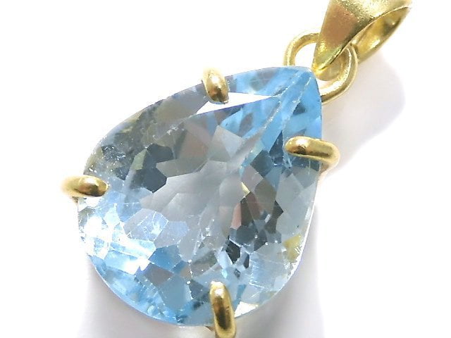 [Video][One of a kind] High Quality Sky Blue Topaz AAA Pendant 18KGP NO.18