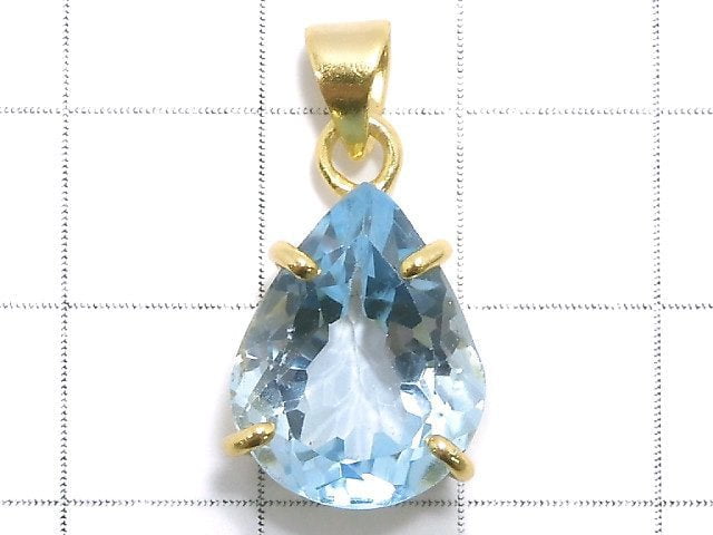 [Video][One of a kind] High Quality Sky Blue Topaz AAA Pendant 18KGP NO.18