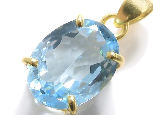 [Video][One of a kind] High Quality Sky Blue Topaz AAA Pendant 18KGP NO.19