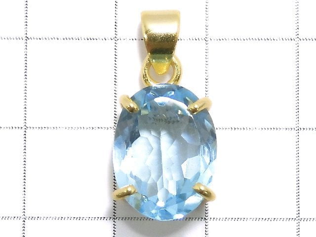 [Video][One of a kind] High Quality Sky Blue Topaz AAA Pendant 18KGP NO.19