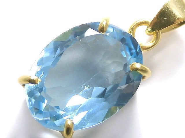 [Video][One of a kind] High Quality Sky Blue Topaz AAA Pendant 18KGP NO.20