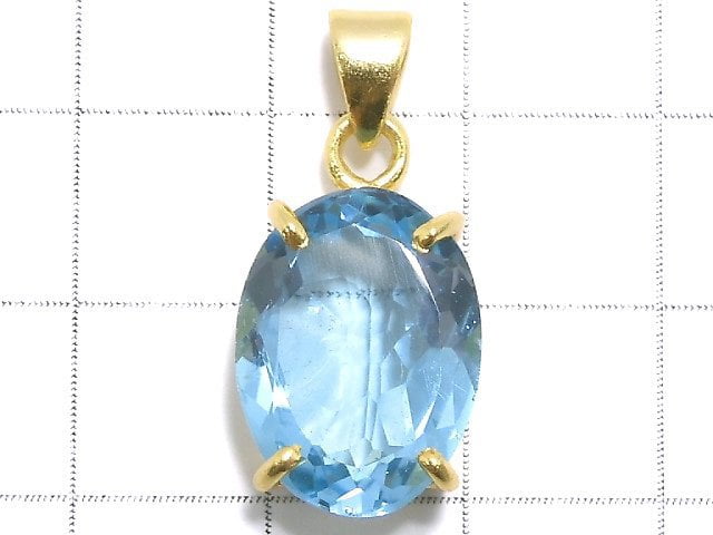 [Video][One of a kind] High Quality Sky Blue Topaz AAA Pendant 18KGP NO.20