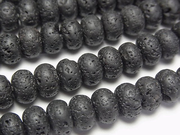 Black Lava Roundel 8x8x5mm 1strand beads (aprx.15inch/37cm)