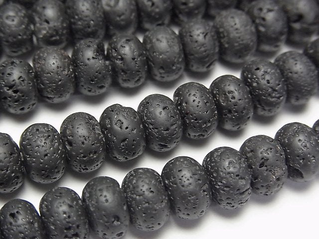 Black Lava Roundel 8x8x5mm 1strand beads (aprx.15inch/37cm)