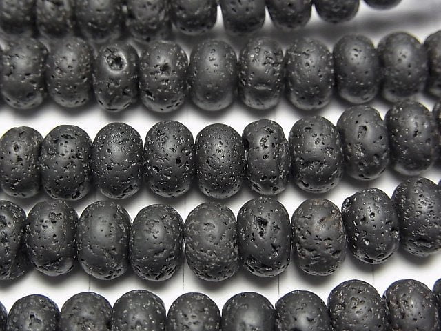 Black Lava Rondelle 8x8x5mm 1strand beads (aprx.15inch/37cm)