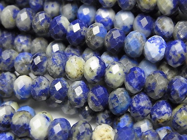 [Video] High Quality! Lapislazuli A+ Faceted Button Roundel 6.5x6.5x4.5mm 1strand beads (aprx.15inch/36cm)