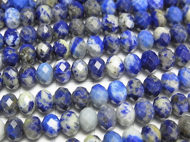 [Video] High Quality! Lapislazuli A+ Faceted Button Roundel 6.5x6.5x4.5mm 1strand beads (aprx.15inch/36cm)