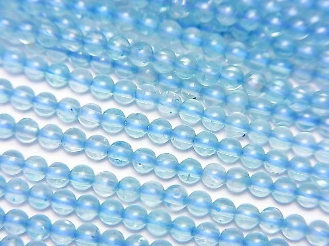 [Video] High Quality Blue Color Topaz AAA - Round 2mm 1-strand beads (approx. 15inch/37cm)