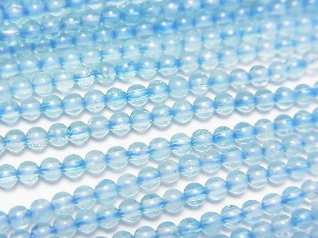 [Video]High Quality Blue color Topaz AAA- Round 2.5mm 1strand beads (aprx.15inch/37cm)