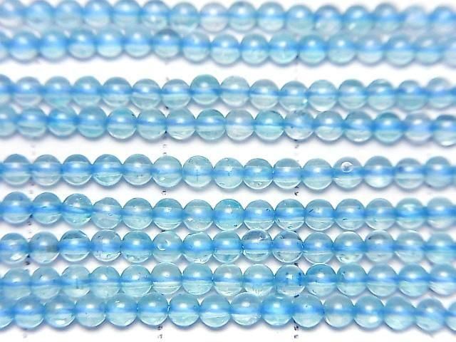 [Video] High Quality Blue Color Topaz AAA - Round 2mm 1-strand beads (approx. 15inch/37cm)