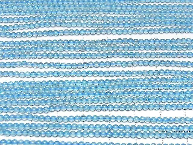 [Video] High Quality Blue Color Topaz AAA - Round 2mm 1-strand beads (approx. 15inch/37cm)