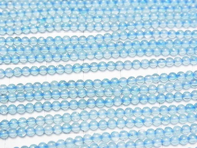 [Video]High Quality Blue color Topaz AAA- Round 2.5mm 1strand beads (aprx.15inch/37cm)