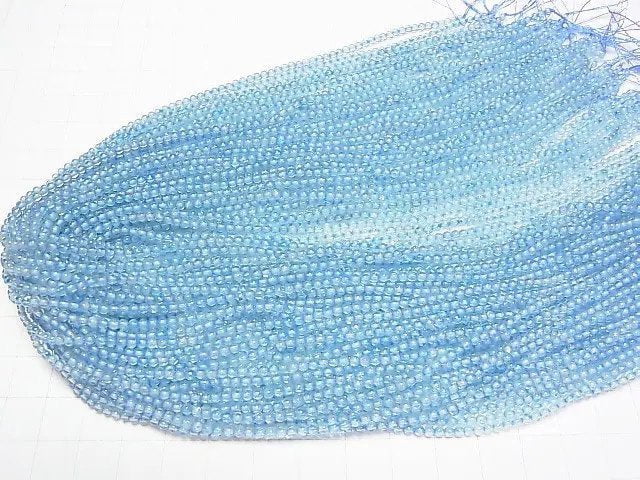 [Video]High Quality Blue color Topaz AAA- Round 2.5mm 1strand beads (aprx.15inch/37cm)