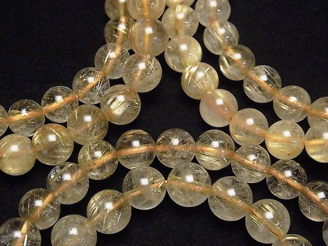 [Video] Rutilated Quartz AA+ Round 8mm Bracelet