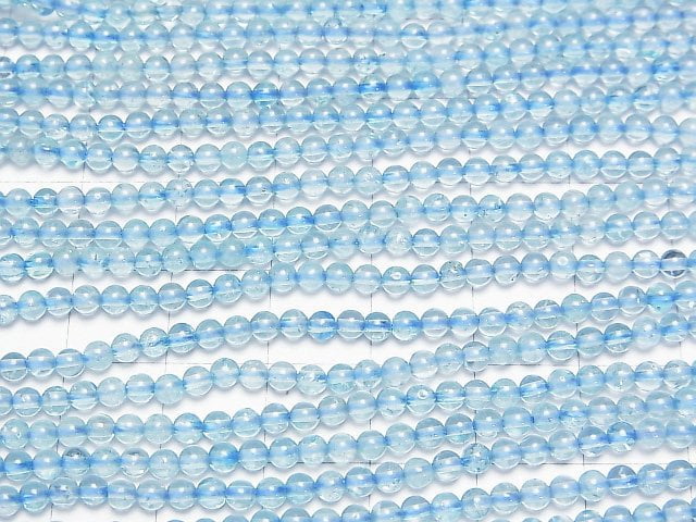 [Video]High Quality Blue color Topaz AAA- Round 3mm 1strand beads (aprx.15inch/37cm)