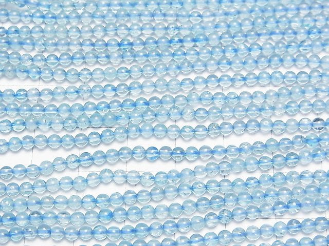 [Video]High Quality Blue color Topaz AAA- Round 3mm 1strand beads (aprx.15inch/37cm)