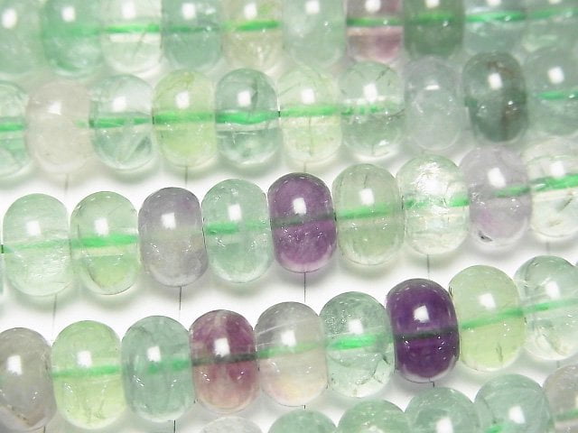 [Video] Multicolor Fluorite AA++ Rondelle 8x8x5mm half or 1strand beads (aprx.15inch/36cm)