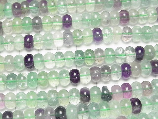 [Video] Multicolor Fluorite AA++ Roundel 8x8x5mm half or 1strand beads (aprx.15inch/36cm)