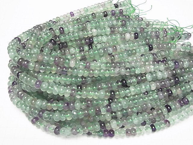 [Video] Multicolor Fluorite AA++ Roundel 8x8x5mm half or 1strand beads (aprx.15inch/36cm)