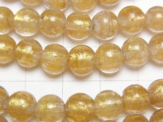 [Video] Lampwork Beads Round 8mm [Gold Powder x Clear] 1strand beads (aprx.10inch/25cm)