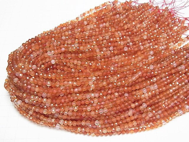 [Video]High Quality! Mixed Carnelian AAA Faceted Round 4mm 1strand beads (aprx.15inch/36cm)