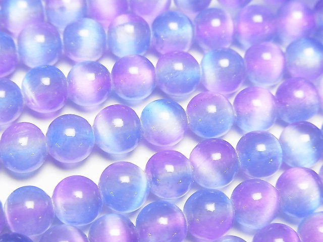 [Video]Selenite (Gypsum) Round 6mm [Blue x Purple] 1strand beads (aprx.15inch/37cm)