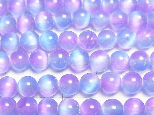 [Video]Selenite (Gypsum) Round 6mm [Blue x Purple] 1strand beads (aprx.15inch/37cm)