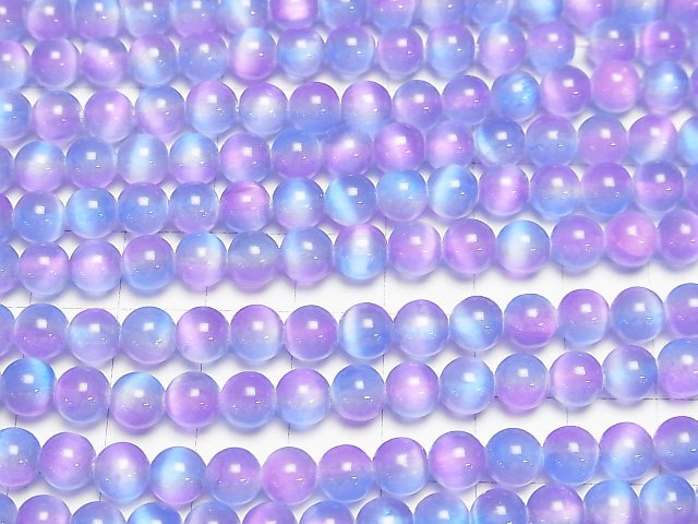 [Video]Selenite (Gypsum) Round 6mm [Blue x Purple] 1strand beads (aprx.15inch/37cm)