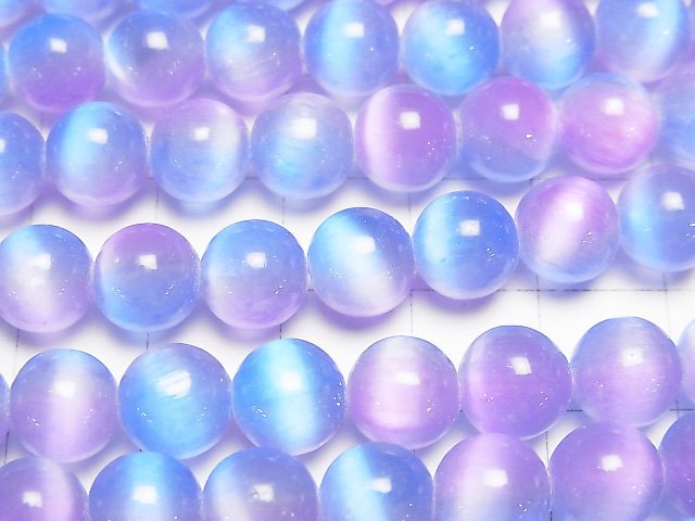 [Video]Selenite (Gypsum) Round 8mm [Blue x Purple] 1strand beads (aprx.15inch/37cm)