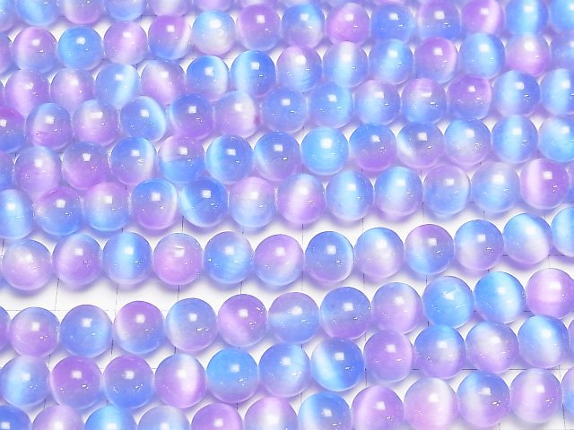 [Video]Selenite (Gypsum) Round 8mm [Blue x Purple] 1strand beads (aprx.15inch/37cm)