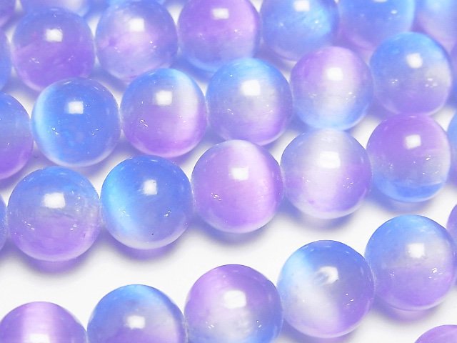 [Video]Selenite (Gypsum) Round 10mm [Blue x Purple] half or 1strand beads (aprx.15inch/37cm)