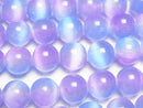 [Video]Selenite (Gypsum) Round 10mm [Blue x Purple] half or 1strand beads (aprx.15inch/37cm)