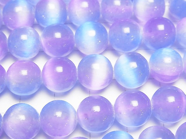 [Video]Selenite (Gypsum) Round 10mm [Blue x Purple] half or 1strand beads (aprx.15inch/37cm)