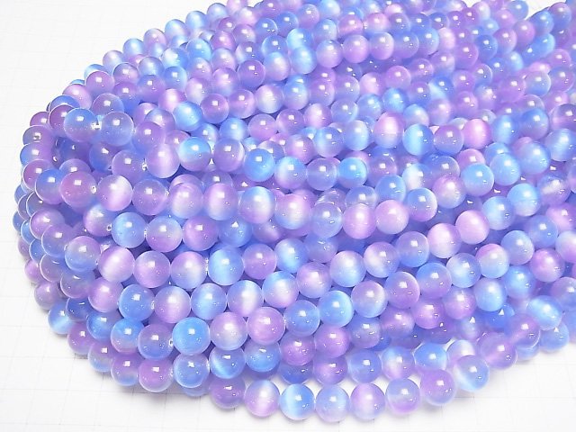 [Video]Selenite (Gypsum) Round 10mm [Blue x Purple] half or 1strand beads (aprx.15inch/37cm)