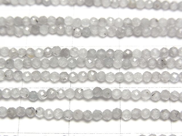 [Video]High Quality! Natural Light Gray Zircon AA Faceted Round 2mm 1strand beads (aprx.15inch/37cm)