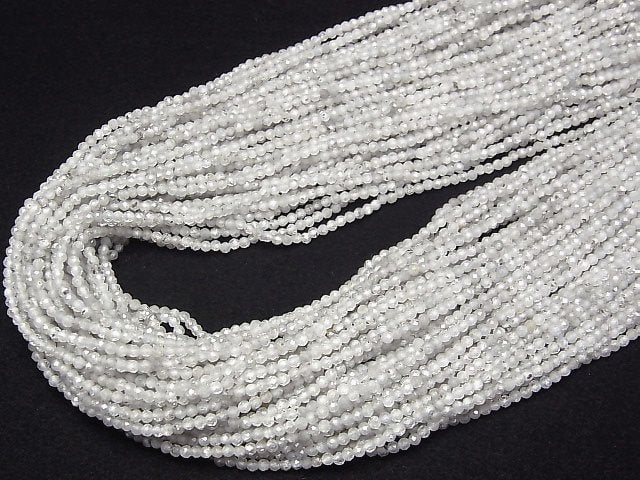 [Video]High Quality! Natural Light Gray Zircon AA Faceted Round 2mm 1strand beads (aprx.15inch/37cm)