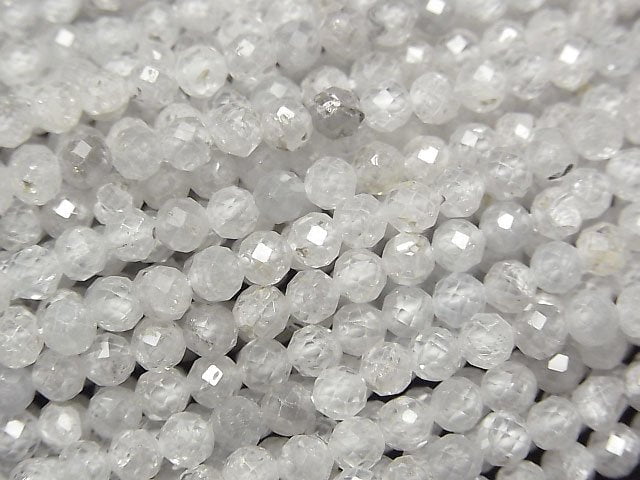 [Video]High Quality! Natural Light Gray Zircon AA Faceted Round 4mm 1strand beads (aprx.15inch/37cm)