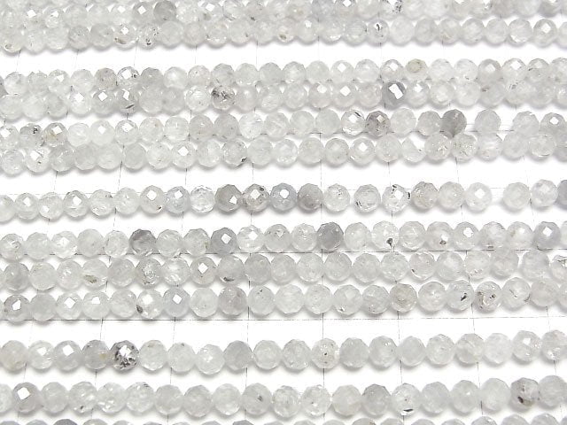 [Video]High Quality! Natural Light Gray Zircon AA Faceted Round 4mm 1strand beads (aprx.15inch/37cm)