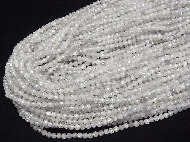 [Video]High Quality! Natural Light Gray Zircon AA Faceted Round 4mm 1strand beads (aprx.15inch/37cm)