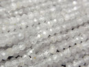 [Video]High Quality! Natural Light Gray Zircon AA+ Faceted Button Rondelle 3.5x3.5x2.5mm half or 1strand beads (aprx.15inch/36cm)