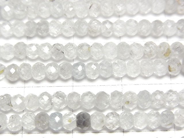 [Video]High Quality! Natural Light Gray Zircon AA+ Faceted Button Rondelle 3.5x3.5x2.5mm half or 1strand beads (aprx.15inch/36cm)