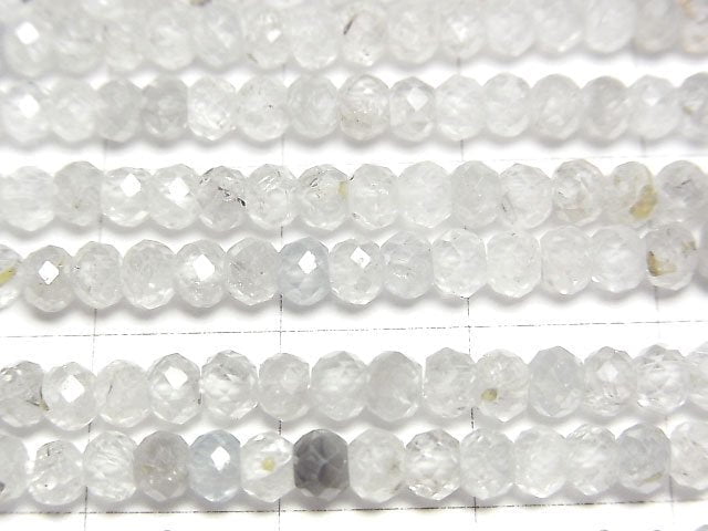 [Video]High Quality! Natural Light Gray Zircon AA+ Faceted Button Roundel 3.5x3.5x2.5mm half or 1strand beads (aprx.15inch/36cm)