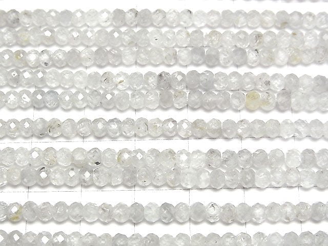 [Video]High Quality! Natural Light Gray Zircon AA+ Faceted Button Roundel 3.5x3.5x2.5mm half or 1strand beads (aprx.15inch/36cm)