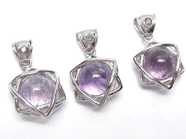 [Video]Elestial Quartz AA++ 8mm Ball Star Shape Moldavite Pendant Silver925 1pc