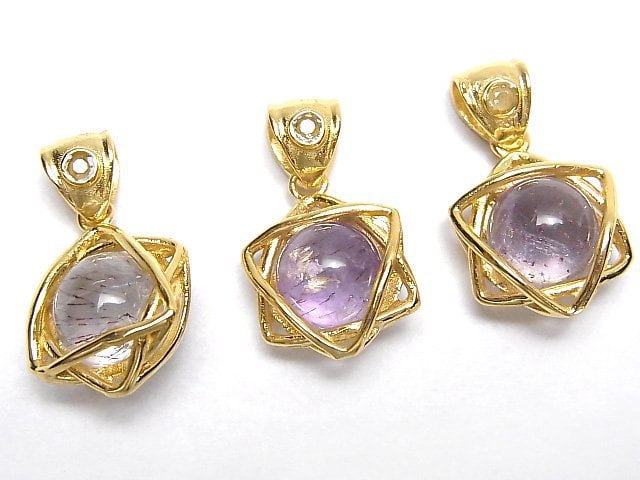 [Video]Elestial Quartz AA++ 8mm Ball Star Shape Moldavite Pendant 18KGP 1pc